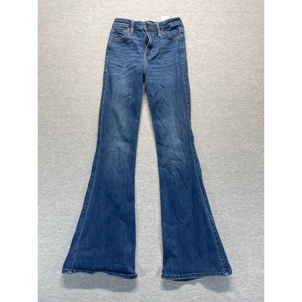 Hollister High Rise Vintage Flare Jeans Womens 1R Blue Medium Wash Denim 23x28.5